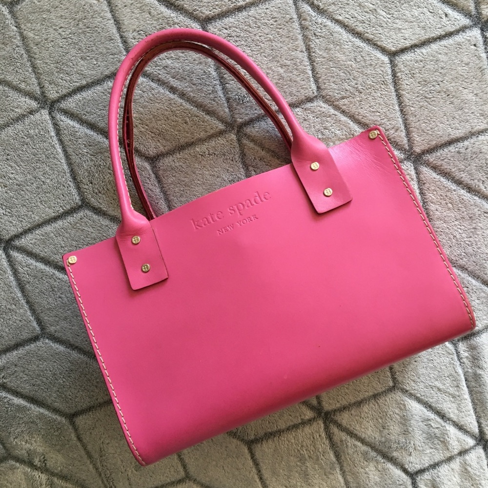Vintage Pink Leather Kate Spade Tote Handbag